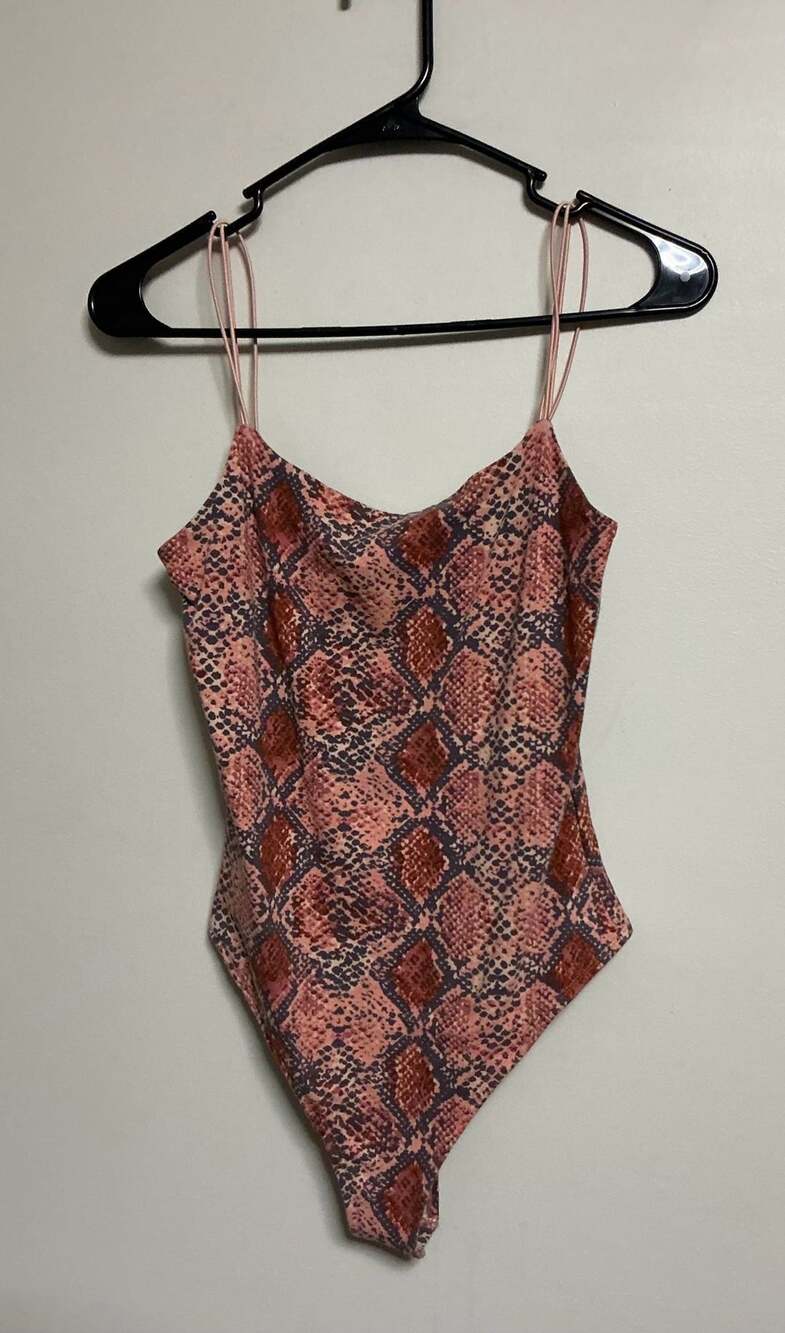Forever 21 Snake Print Bodysuit Size M Pink Brown Cami